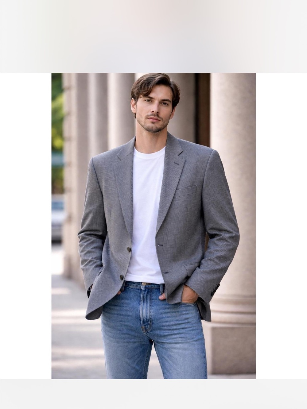Chaps Ralph Men's Classic Blue Sports Coat Blazer Two-Button, Navy Check XL 44R